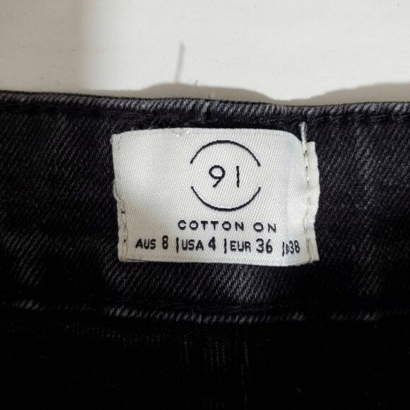 Cotton On | High 90s High Rise Distressed Trashed Black Denim Jeans - Picture 5 of 7